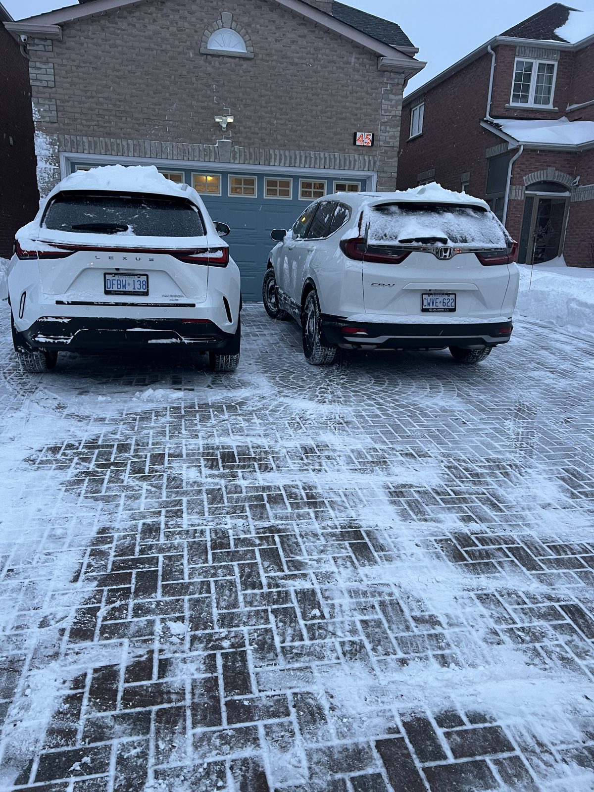 Winter interlock driveway