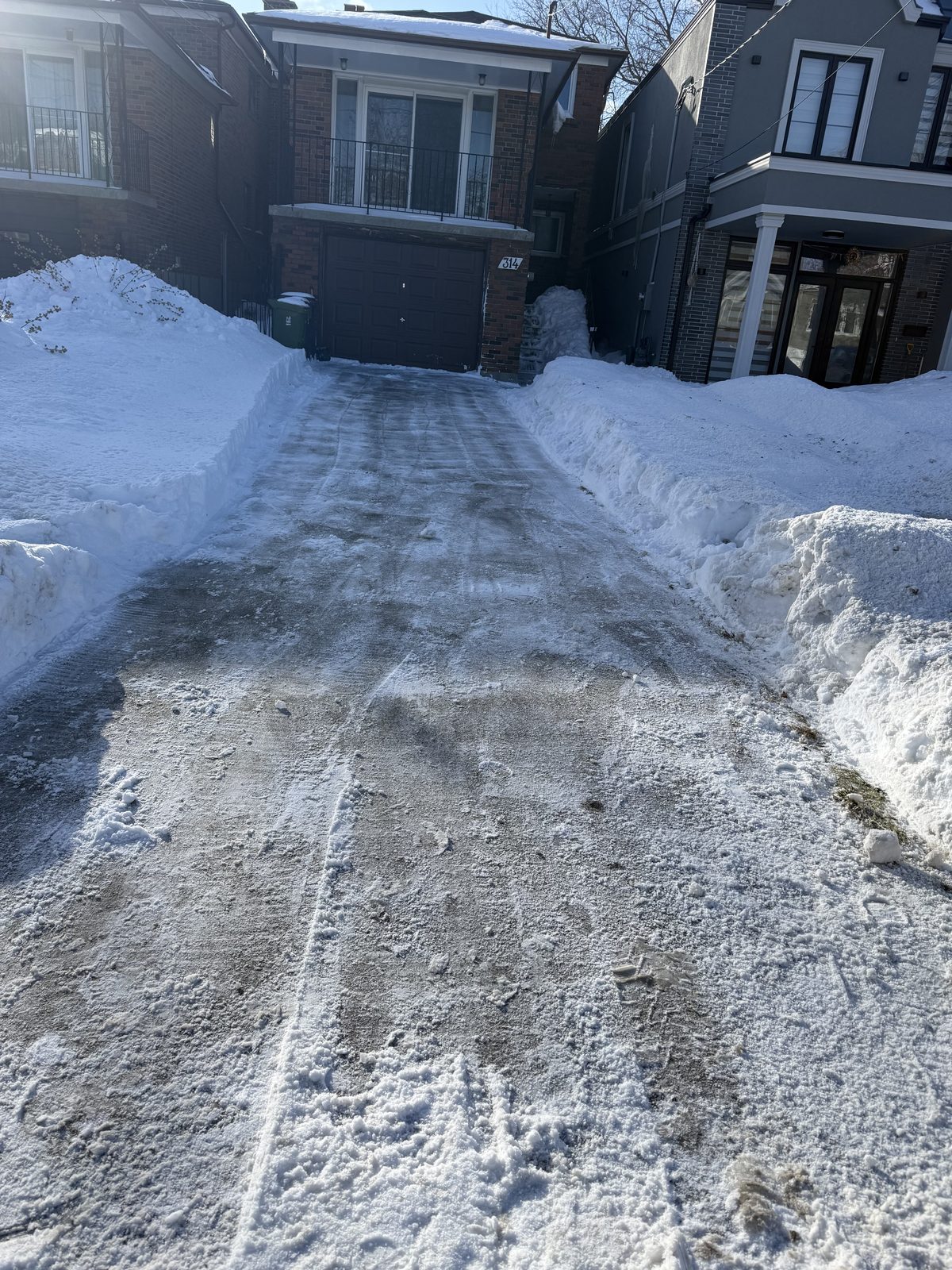 Cleared snowy driveway