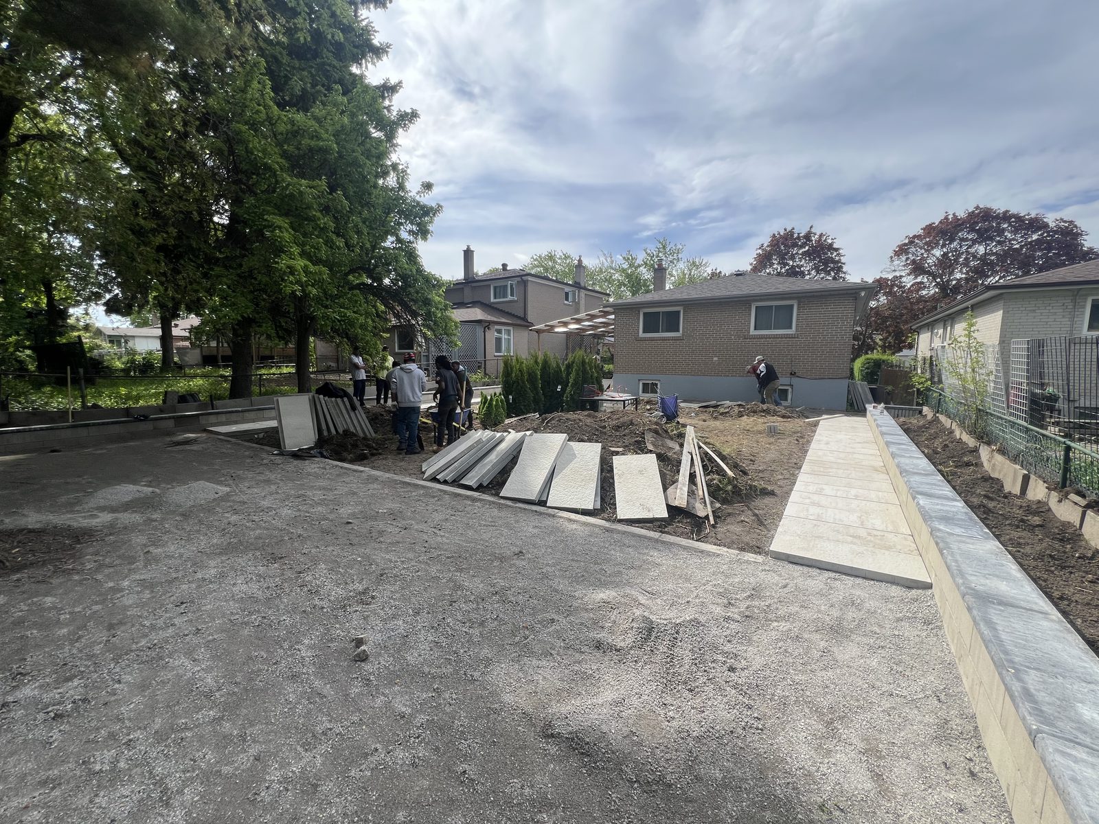 Hardscape crew on site